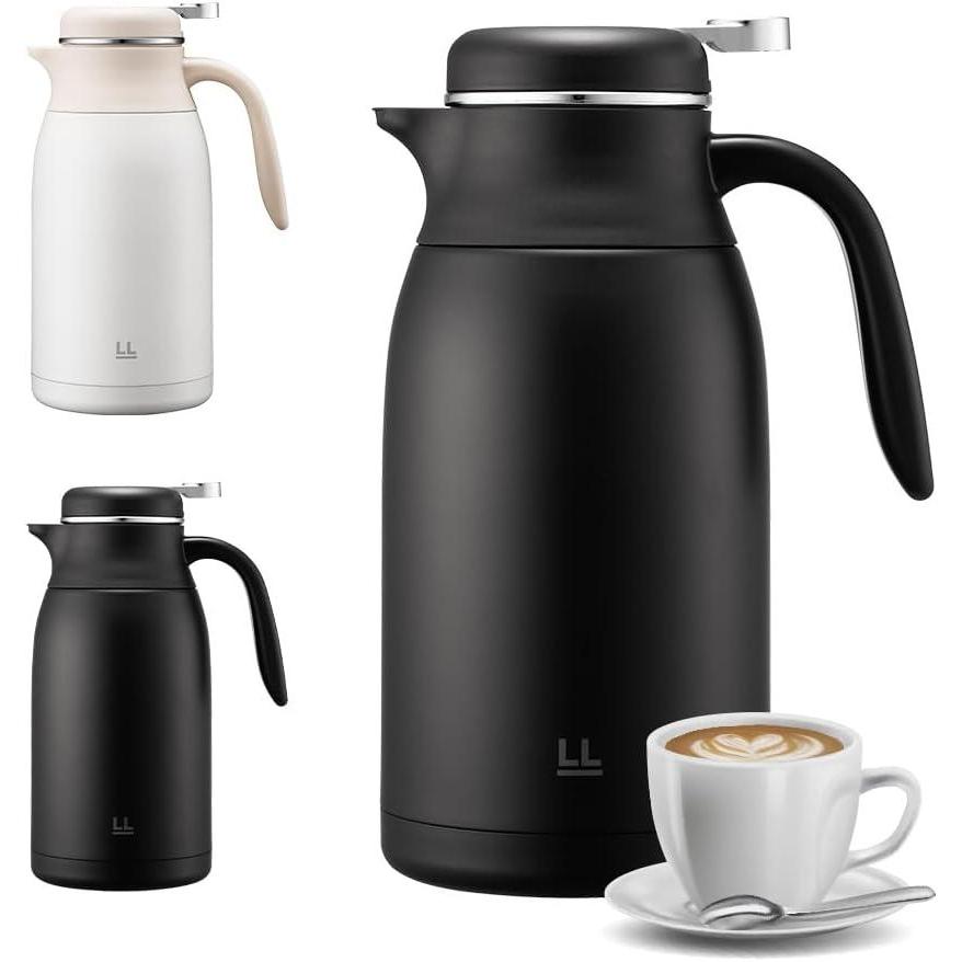 image:imageLocknLock Leisurely Vacuum Pot Black 68oz Coffee Carafe amp Tea Pot BPAFree Double Wall Stainless Steel Vacuum Insulated Coffee Carafe for Keeping Hot amp Cold Beverage