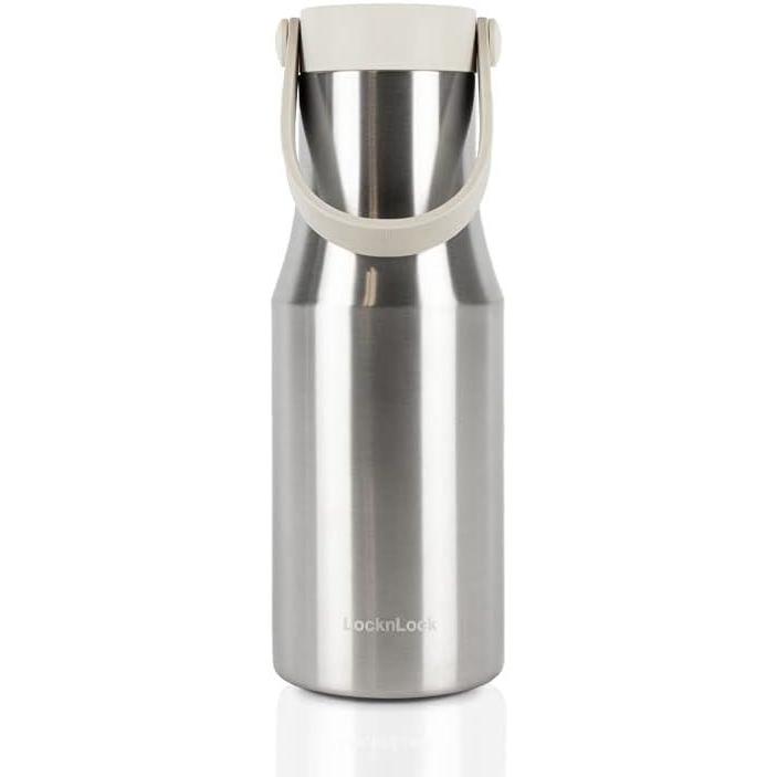 image:imageLocknLock Metro Tumbler Stainless Steel Vacuum Insulated Double Cap Travel Mug Water Coffee Cup wHand Strap for Home Office Outdoor Works Great for Cold Drinks and Hot Beverages Navy 24ozSilver