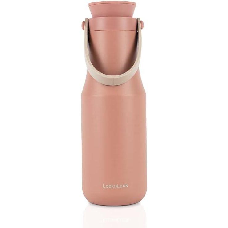 image:imageLocknLock Metro Tumbler Stainless Steel Vacuum Insulated Double Cap Travel Mug Water Coffee Cup wHand Strap for Home Office Outdoor Works Great for Cold Drinks and Hot Beverages Navy 24ozPink