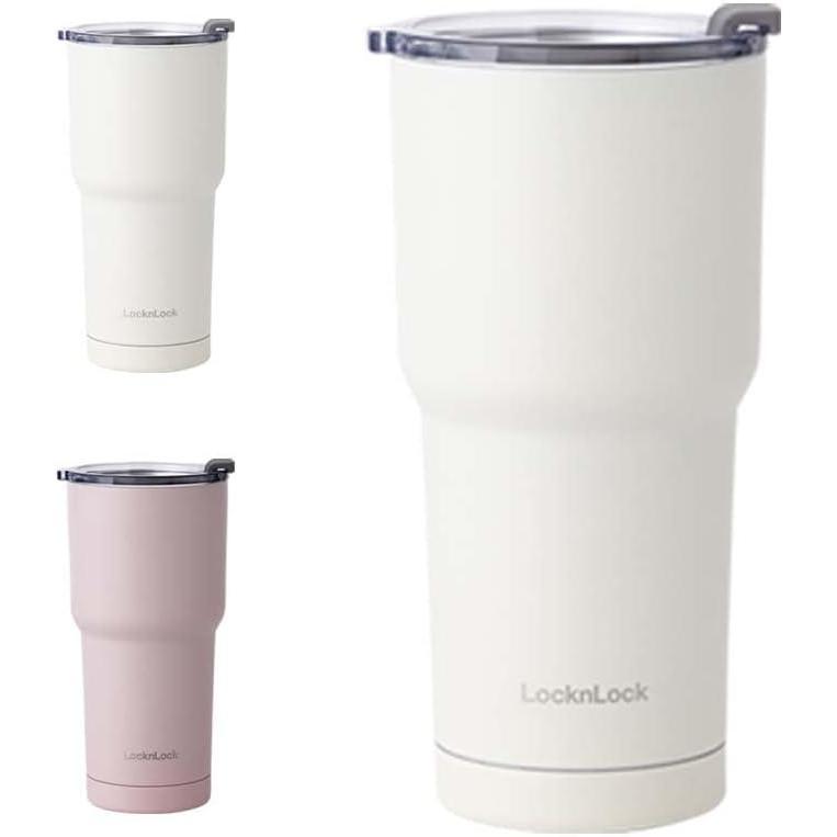 image:imageLocknLock Pure Tumbler Pink 16oz BPAFree Double Wall Stainless Steel Vacuum Insulated Tumbler for Coffee Tea and water Thermal Travel Mug Cup for Hot amp Cold BeverageIvory