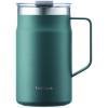 image:imageLocknLock Metro Mug Premium 188 Stainless Steel Metal Double Wall Insulated Portable Coffee Cup with Lid and Handle for Hot and Cold Drinks Mint 16 ozDark Green