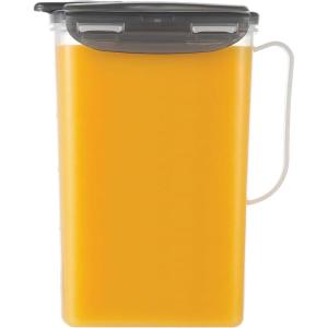LocknLock Aqua Fridge Door Water Jug with Handle BPA Free Plastic Pitcher with Flip Top Lid Perfect for Making Teas and Juices, 2 Quarts, Ivory(Gray)