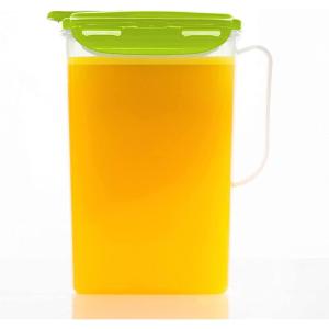 LocknLock Aqua Fridge Door Water Jug with Handle BPA Free Plastic Pitcher with Flip Top Lid Perfect for Making Teas and Juices, 2 Quarts, Ivory(Green)