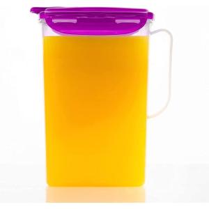 LocknLock Aqua Fridge Door Water Jug with Handle BPA Free Plastic Pitcher with Flip Top Lid Perfect for Making Teas and Juices, 2 Quarts, Ivory(Purple)