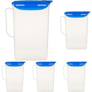 LocknLock Aqua Fridge Door Water Jug with Handle BPA Free Plastic Pitcher with Flip Top Lid Perfect for Making Teas and Juices, 2 Quarts, Ivory(Transparent)