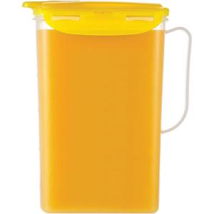 LocknLock Aqua Fridge Door Water Jug with Handle BPA Free Plastic Pitcher with Flip Top Lid Perfect for Making Teas and Juices, 2 Quarts, Ivory(Yellow)