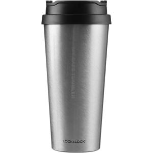 LocknLock Clip Tumbler Sliver 18oz Coffee Tumbler with Leak Proof Lid, BPA-Free Double Wall Stainless Steel Vacuum Insulated Travel Mug Cup for Hot & Cold Beverage