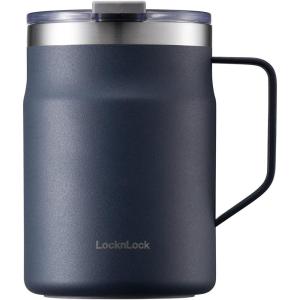 LocknLock Metro Mug, Premium 18/8 Stainless Steel Metal, Double Wall Insulated, Portable Coffee Cup with Lid and Handle for Hot and Cold Drinks, Mint, 16 oz(Navy)