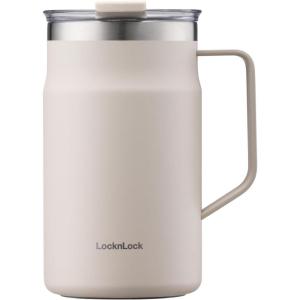 LocknLock Metro Mug, Premium 18/8 Stainless Steel Metal, Double Wall Insulated, Portable Coffee Cup with Lid and Handle for Hot and Cold Drinks, Mint, 16 oz(Ivory)