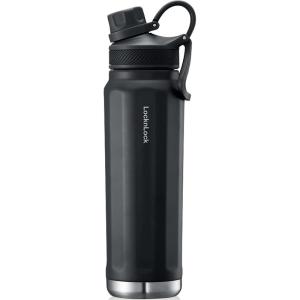 LocknLock Trek Bottle Stainless Steel Double Wall Insulated, 32 oz, Black(Black)