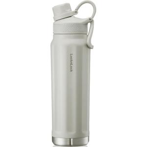 LocknLock Trek Bottle Stainless Steel Double Wall Insulated, 32 oz, Black(Ivory)
