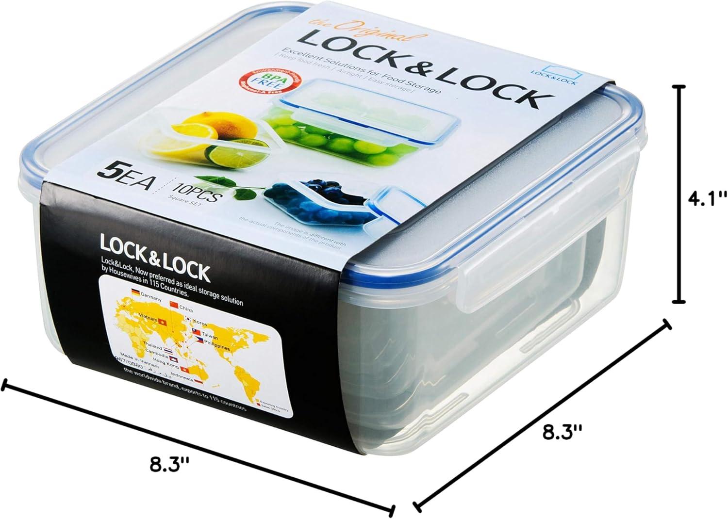 image:imageLOCK amp LOCK Easy Essentials Storage Food Storage Container Set Food Storage Bin Set 4 Piece Clear10 Piece
