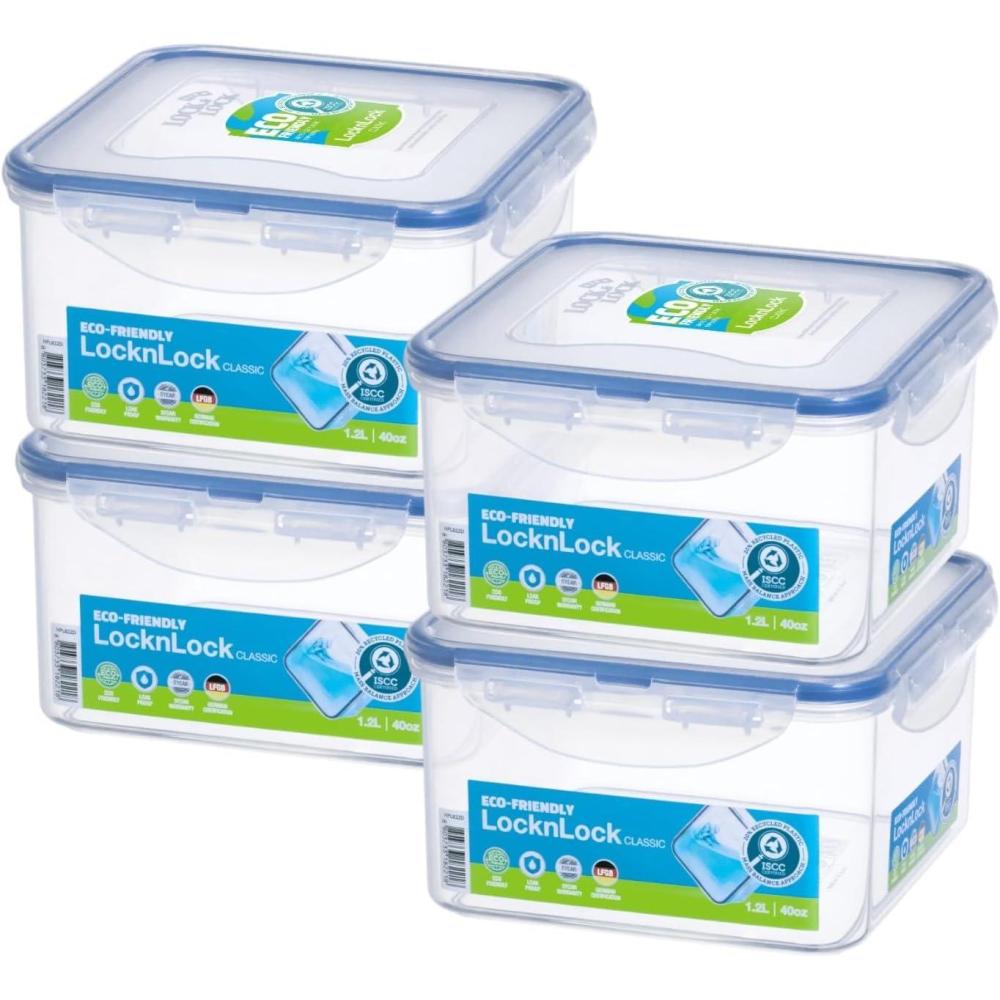 image:imageLOCK amp LOCK Easy Essentials Storage Food Storage Container Set Food Storage Bin Set 4 Piece Clear4 Piece